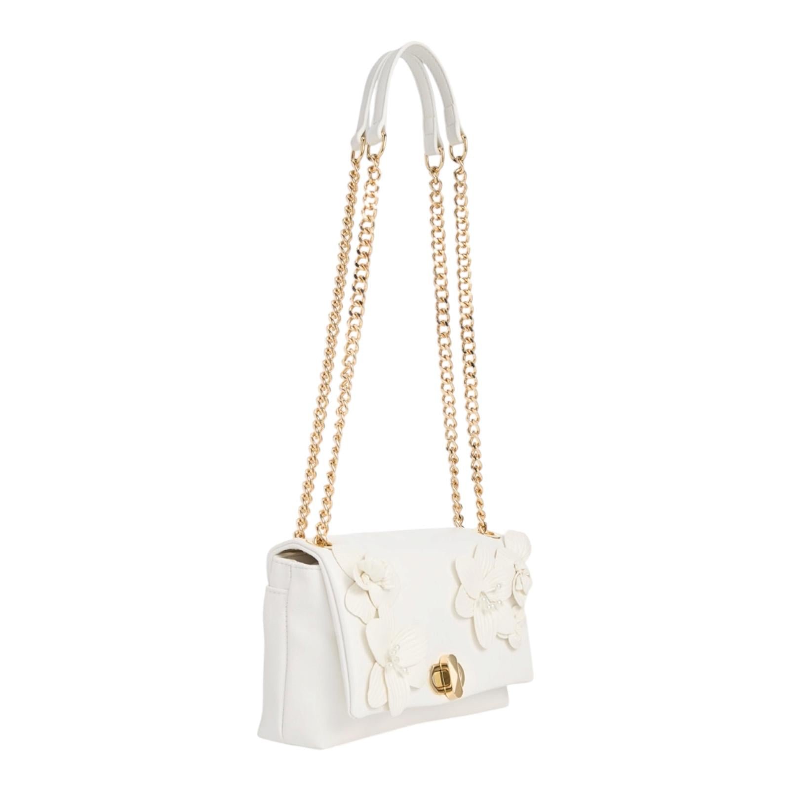 Bolso Floral Blanco para mujer- Crossbody Elegante con Flores 3D