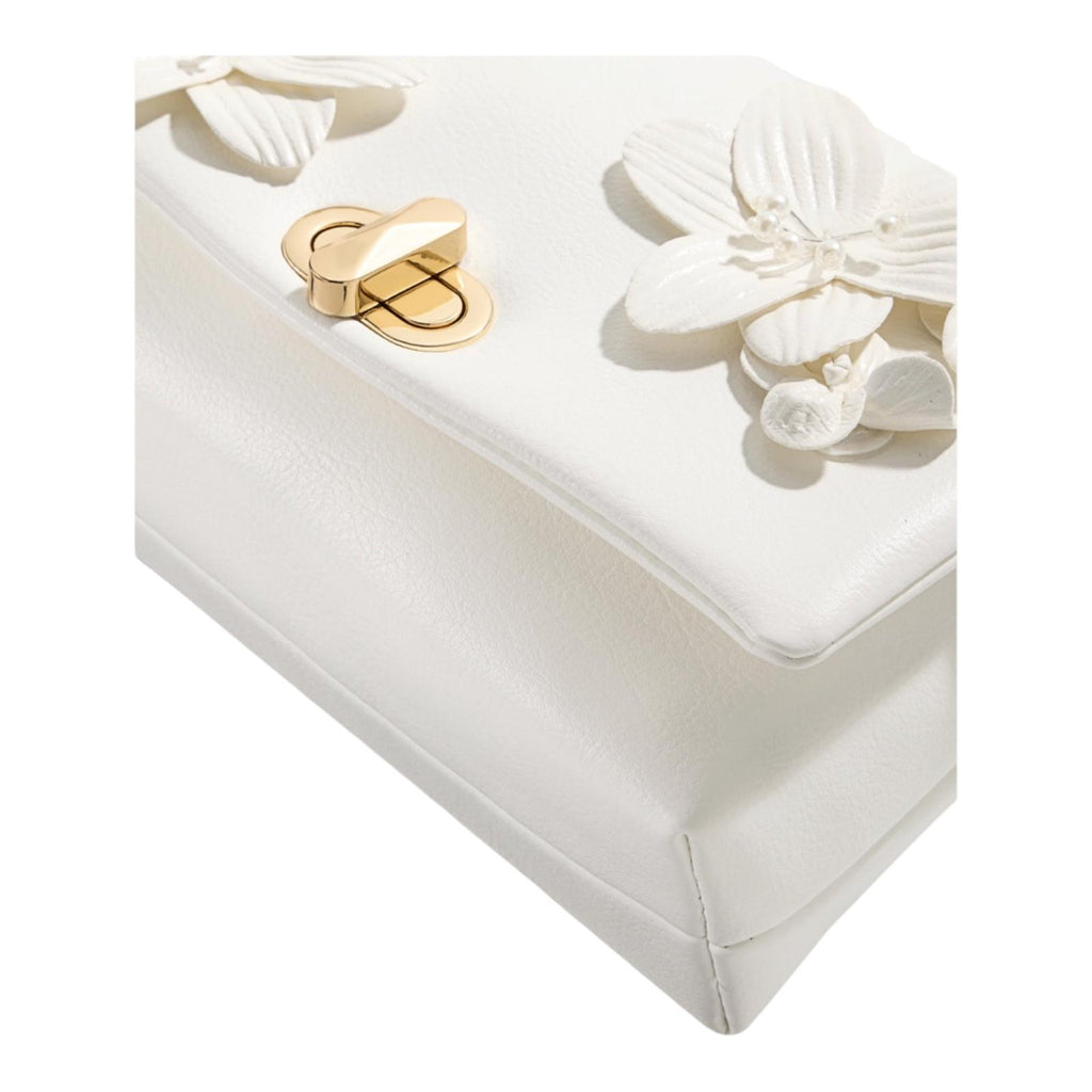 Bolso Floral Blanco para mujer- Crossbody Elegante con Flores 3D