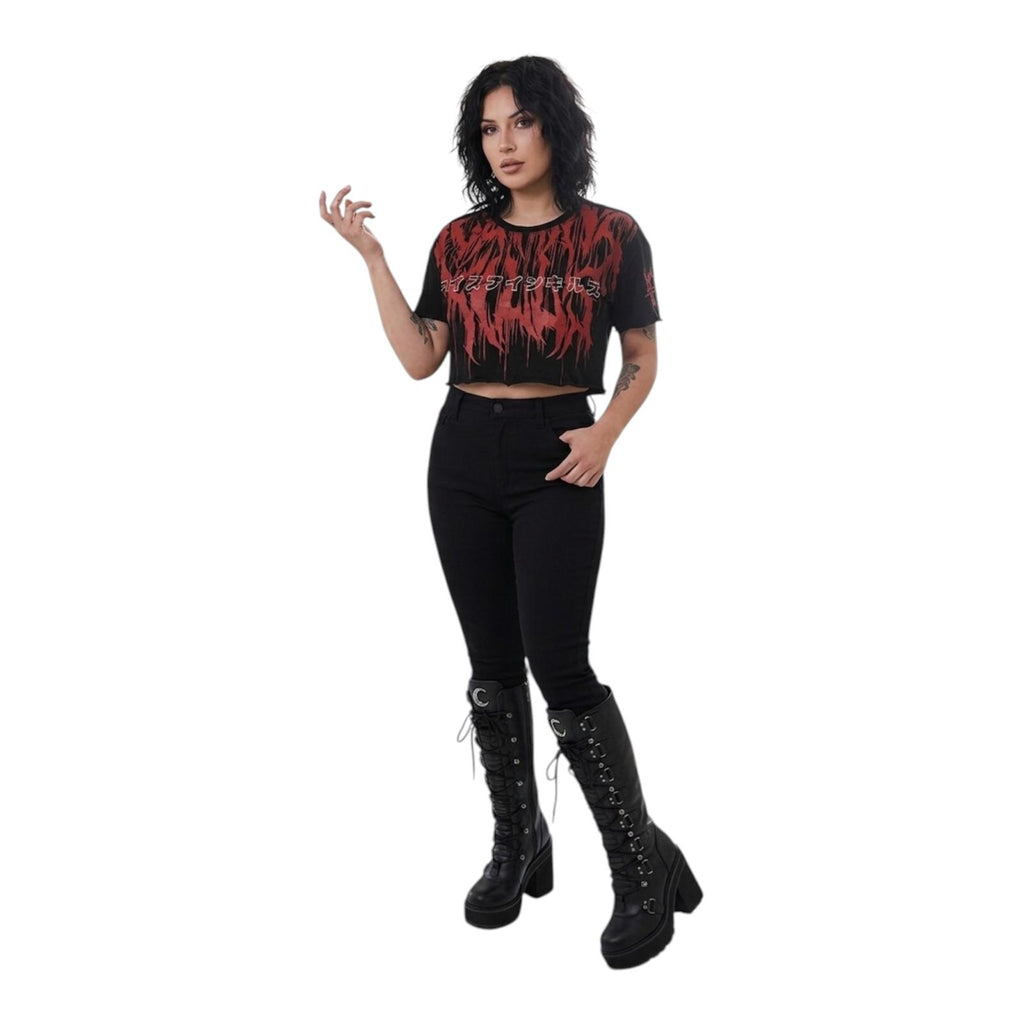 KILLSTAR INK LOGO CROP T-SHIRT-SIZE S