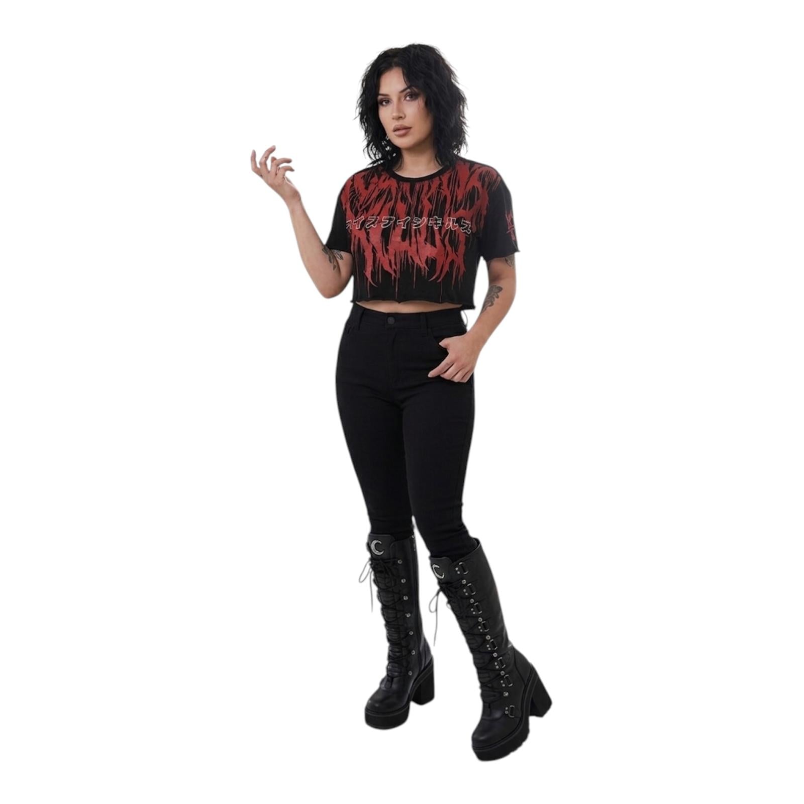 KILLSTAR INK LOGO CROP T-SHIRT-SIZE S