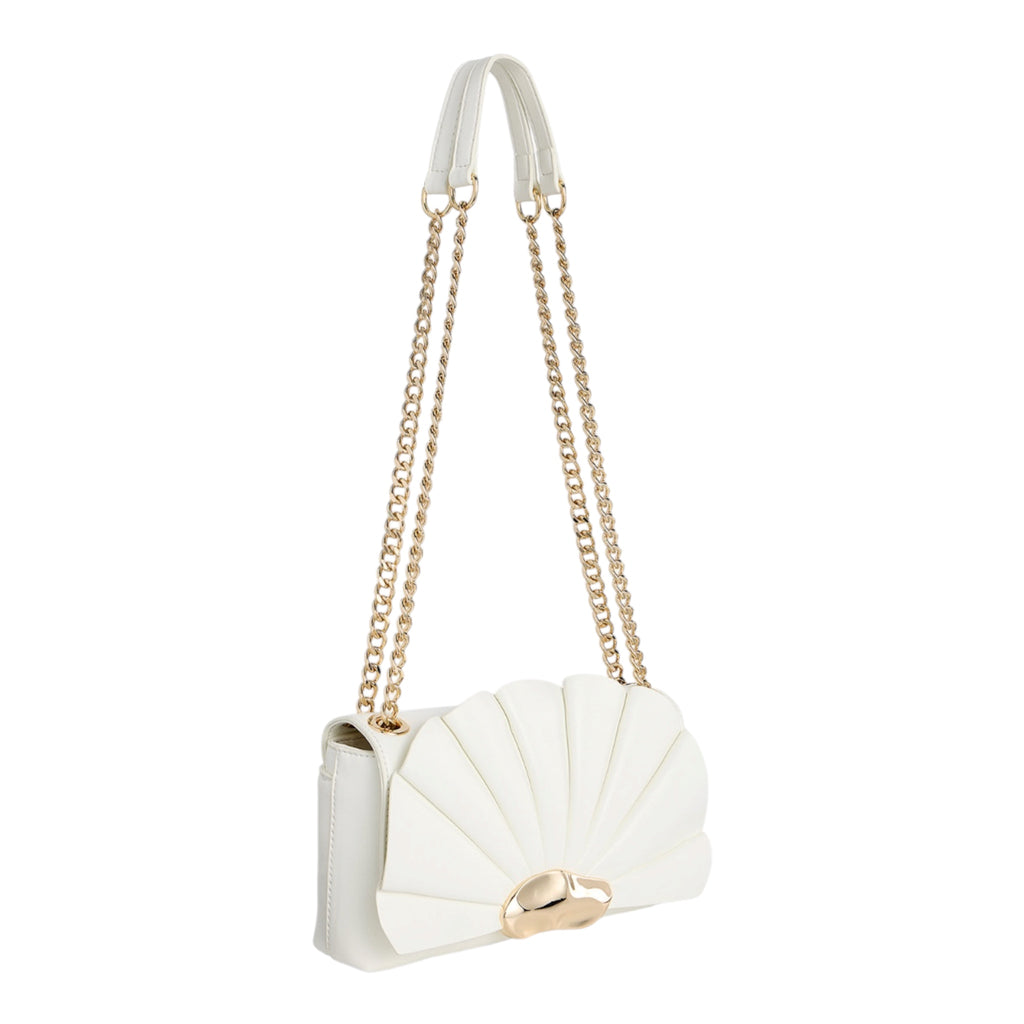 Bolso de Hombro Elegance Shell Blanco con cadena dorada para mujer