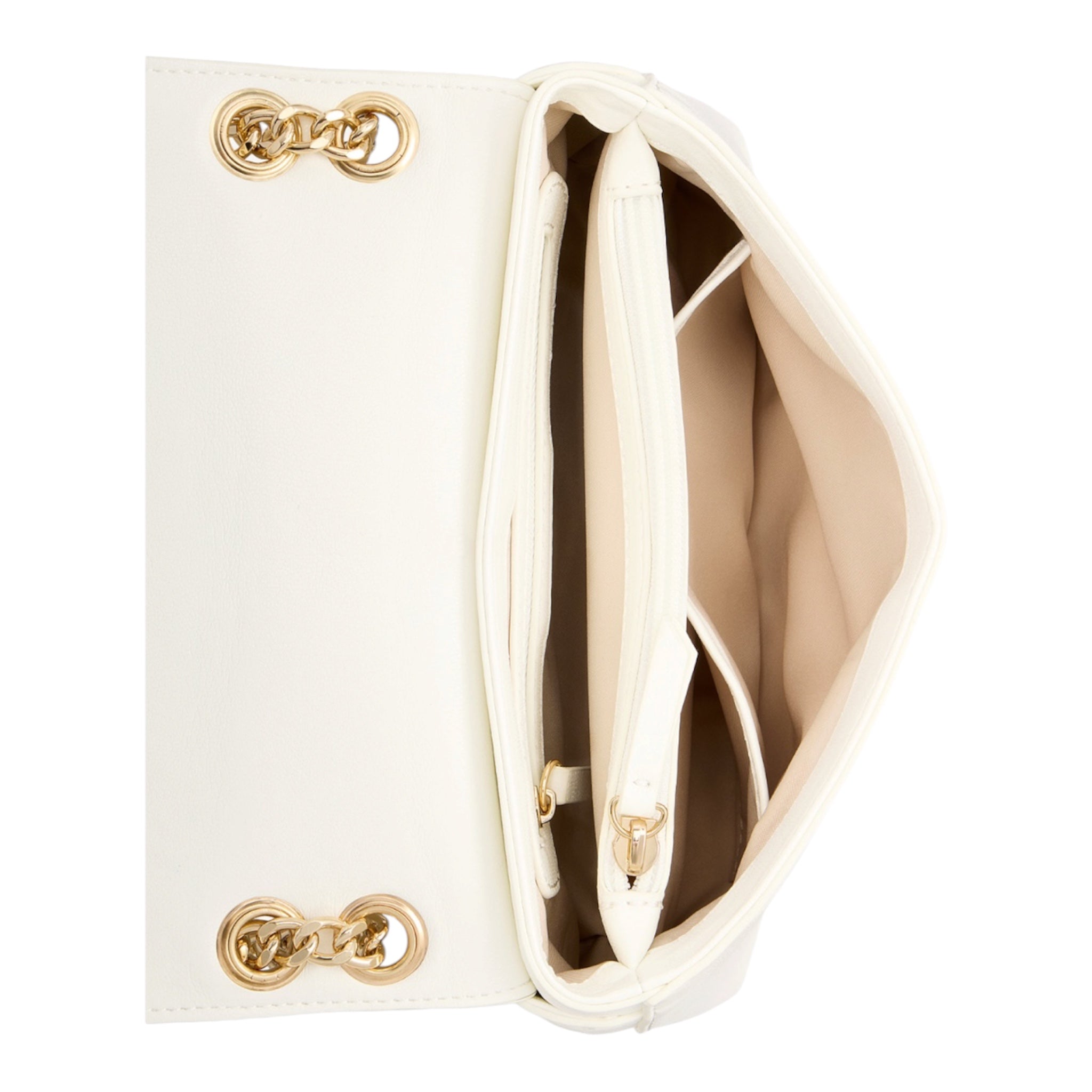 Bolso de Hombro Elegance Shell Blanco con cadena dorada para mujer