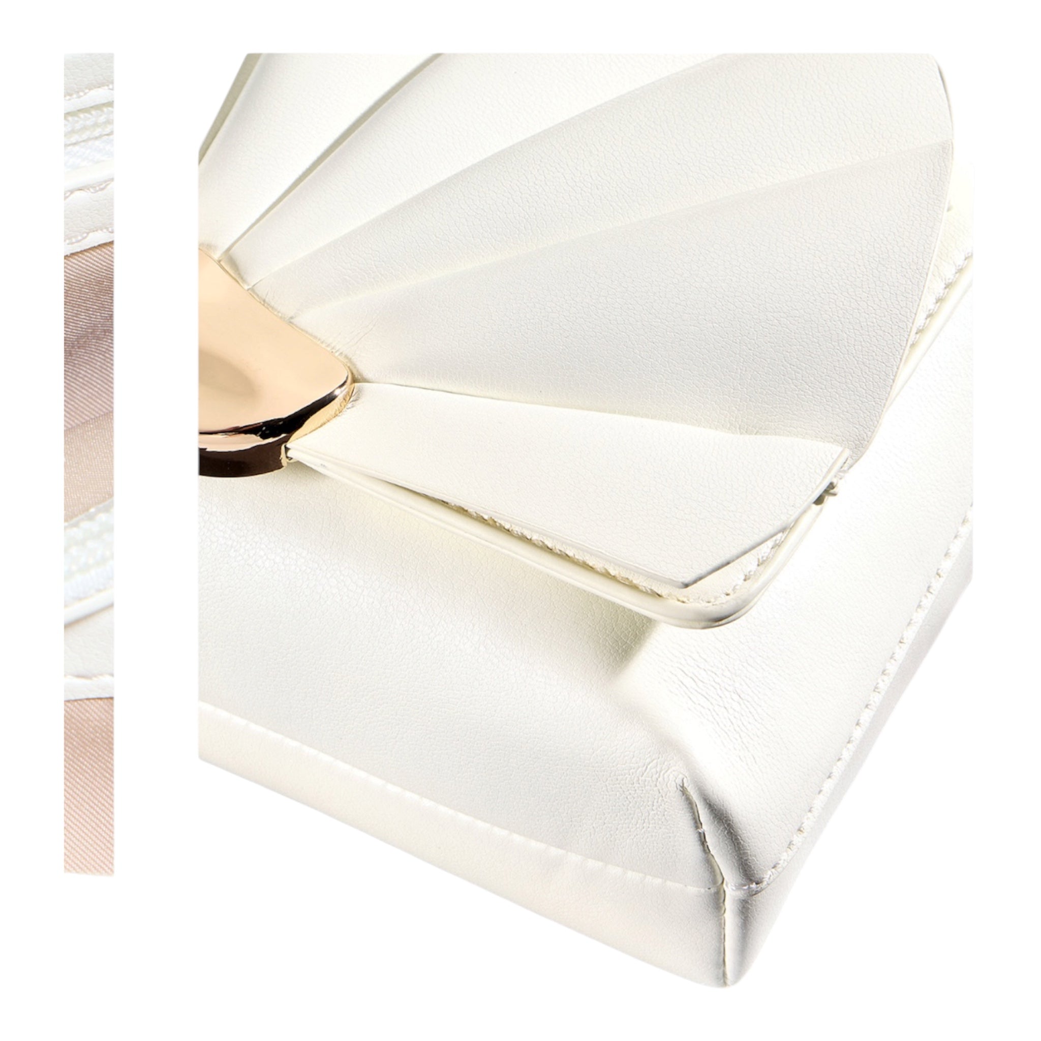 Bolso de Hombro Elegance Shell Blanco con cadena dorada para mujer