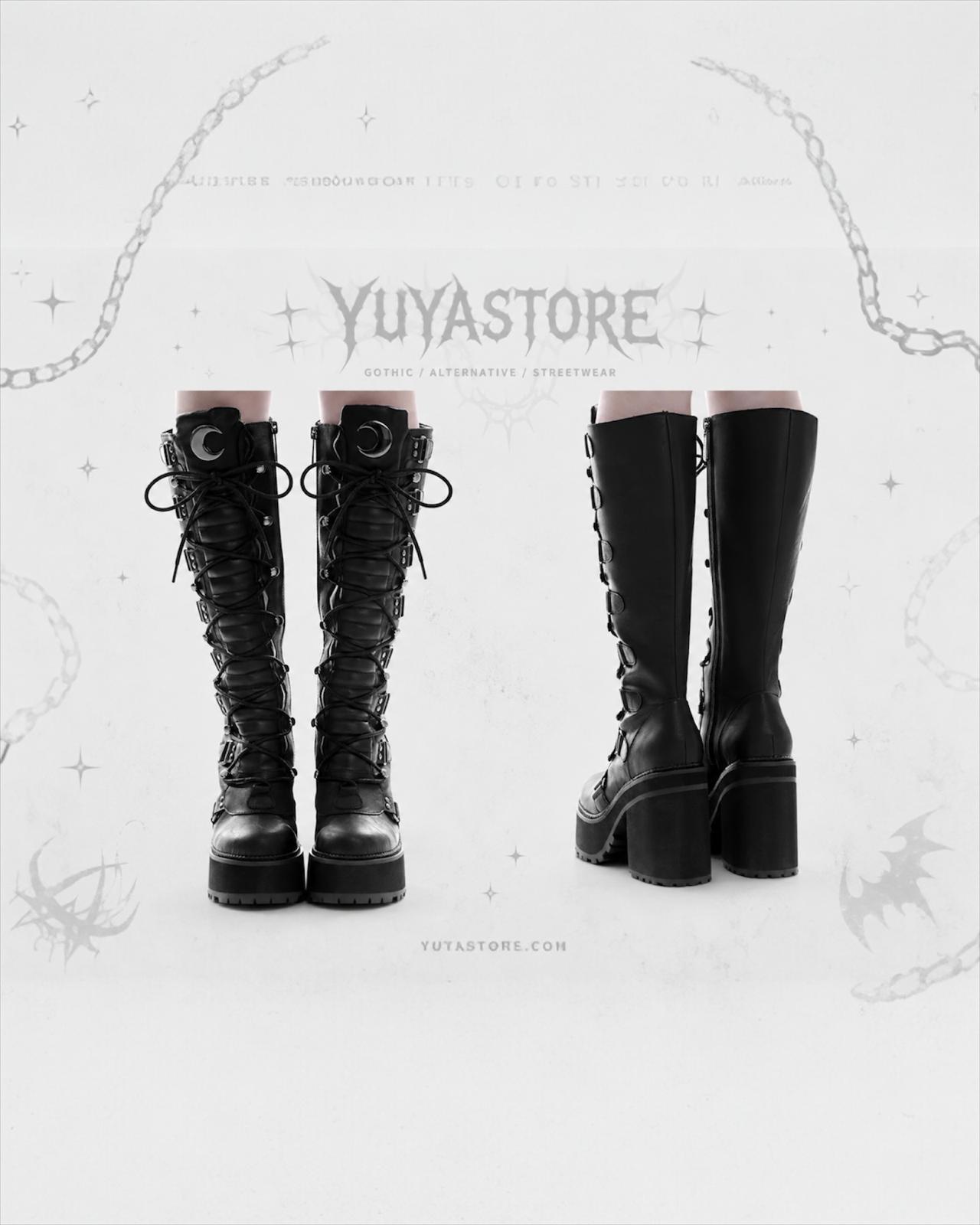 KILLSTAR SELENE PLATFORM BOOTS SIZE US7-BOTAS GOTICAS NEGRAS CON PLATAFORMA
