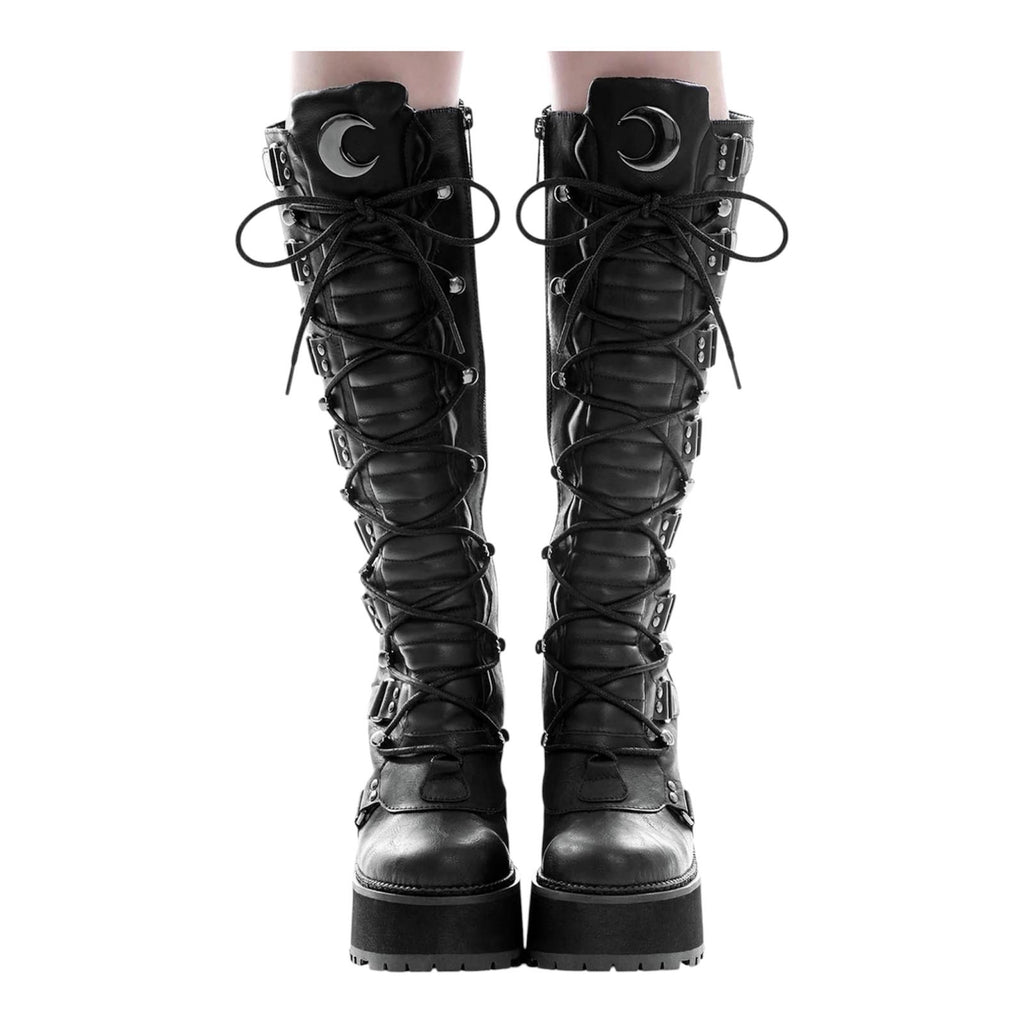 KILLSTAR SELENE PLATFORM BOOTS SIZE US7-BOTAS GOTICAS NEGRAS CON PLATAFORMA