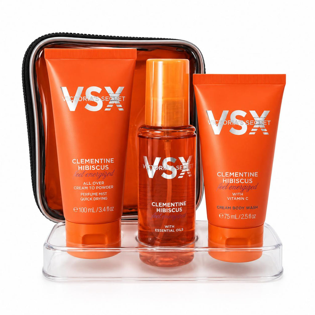 Victoria's Secret VSX Clementine Hibiscus- Kit de Cuidado Corporal 3 Piezas