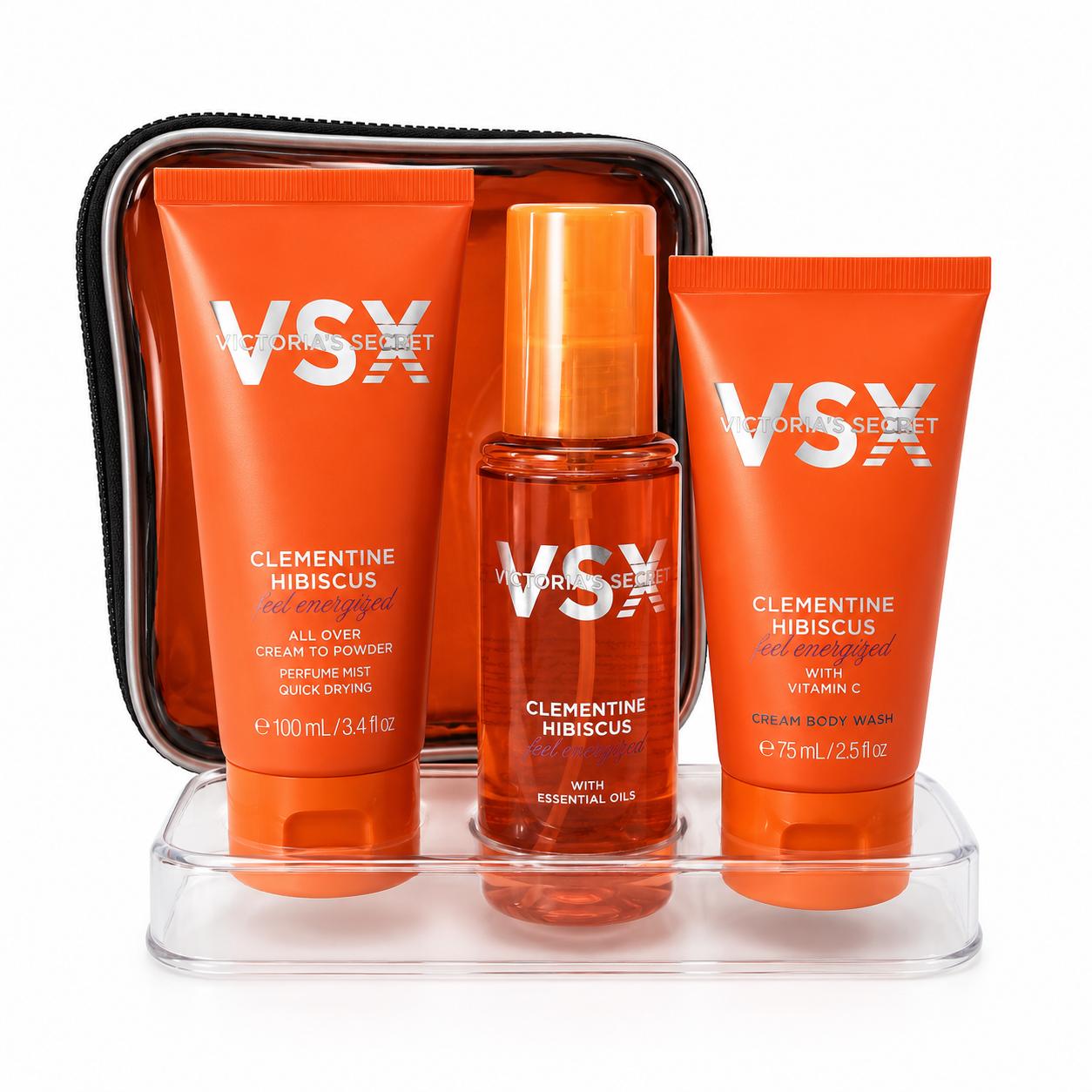 Victoria's Secret VSX Clementine Hibiscus- Kit de Cuidado Corporal 3 Piezas