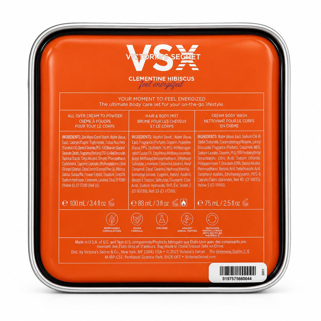 Victoria's Secret VSX Clementine Hibiscus- Kit de Cuidado Corporal 3 Piezas