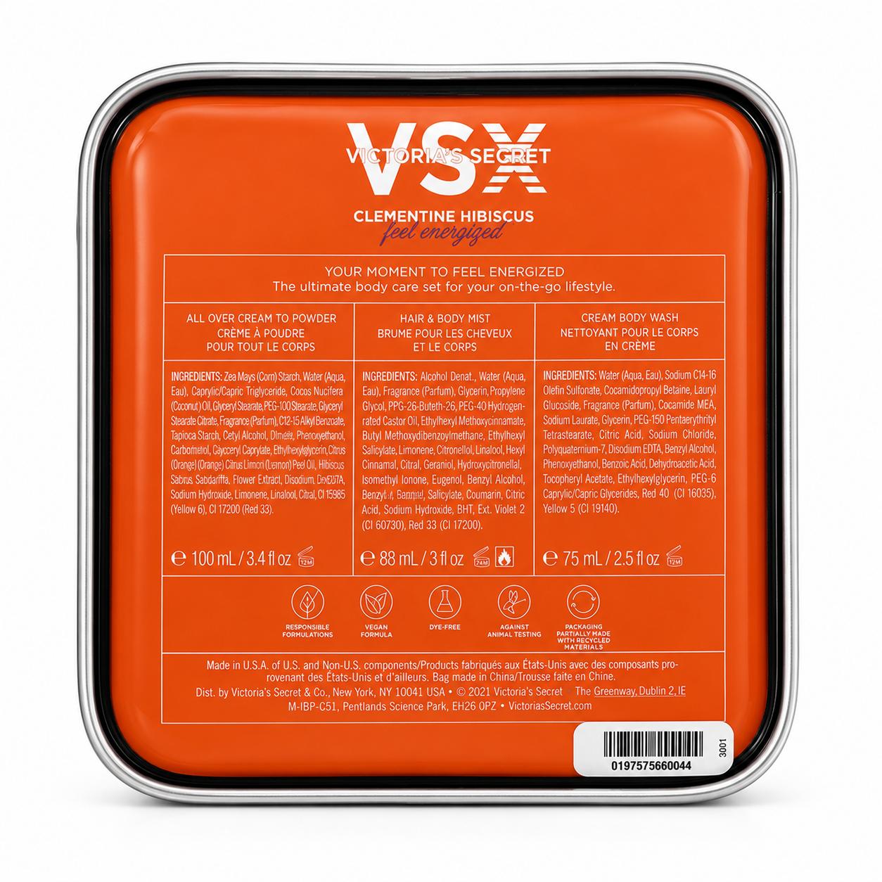 Victoria's Secret VSX Clementine Hibiscus- Kit de Cuidado Corporal 3 Piezas